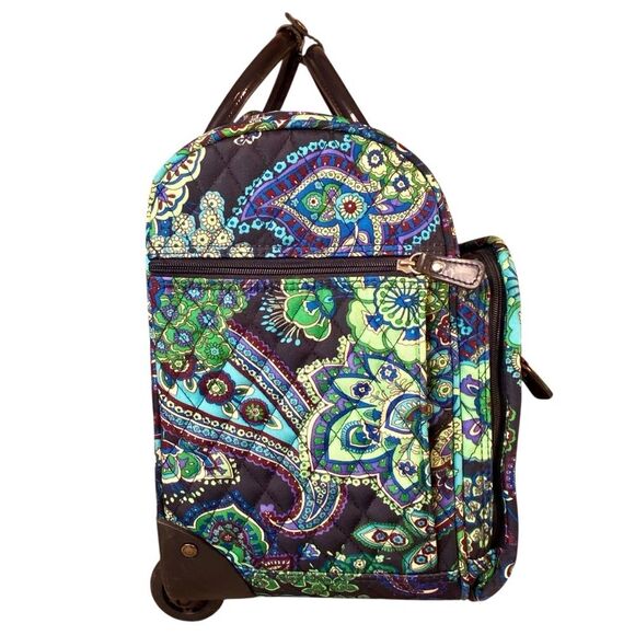 Vera Bradley Java Blue Rolling Duffle Bag Carry On Luggage - Picture 3 of 10